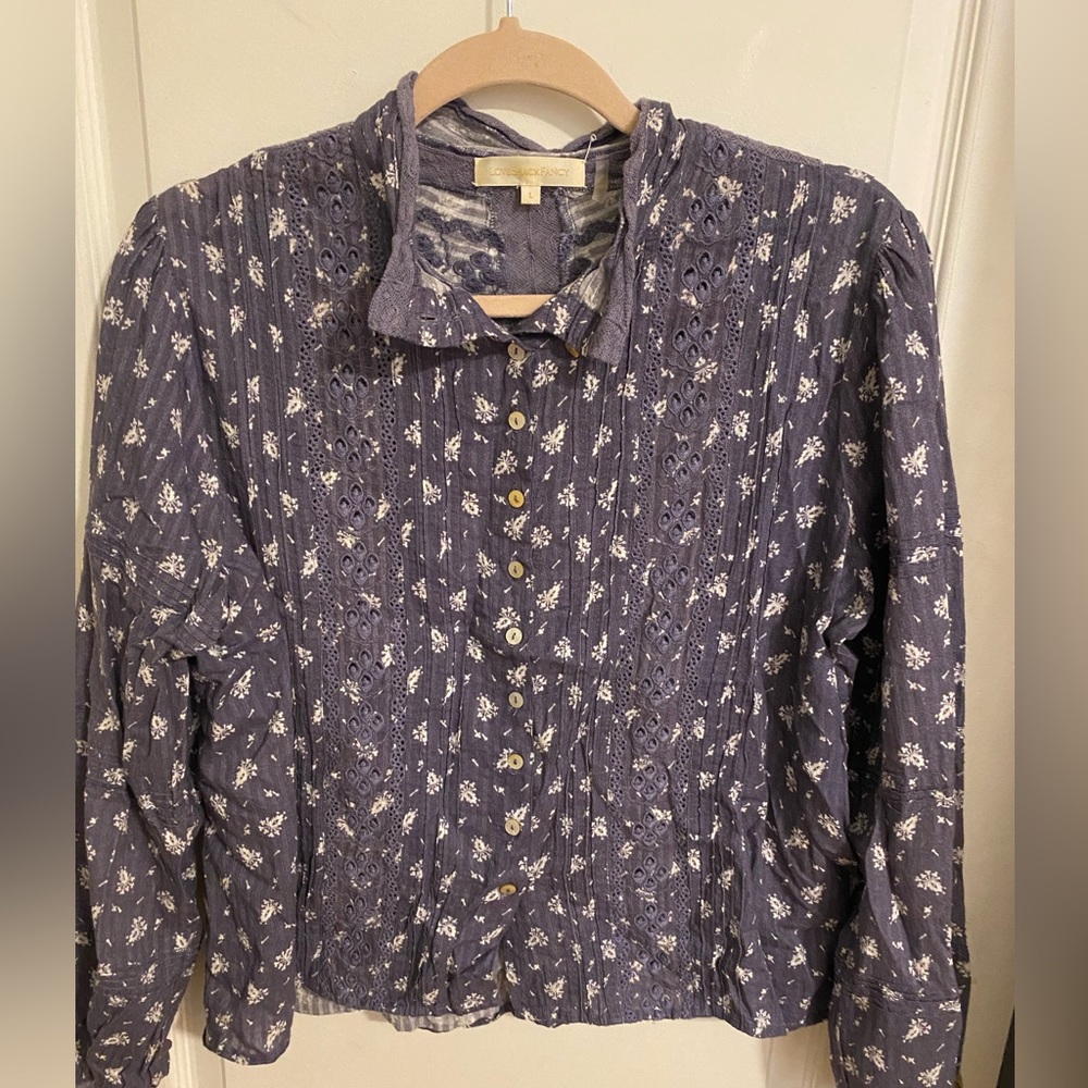 Loveshackfancy Blouse, Button Up, Reversible - image 1